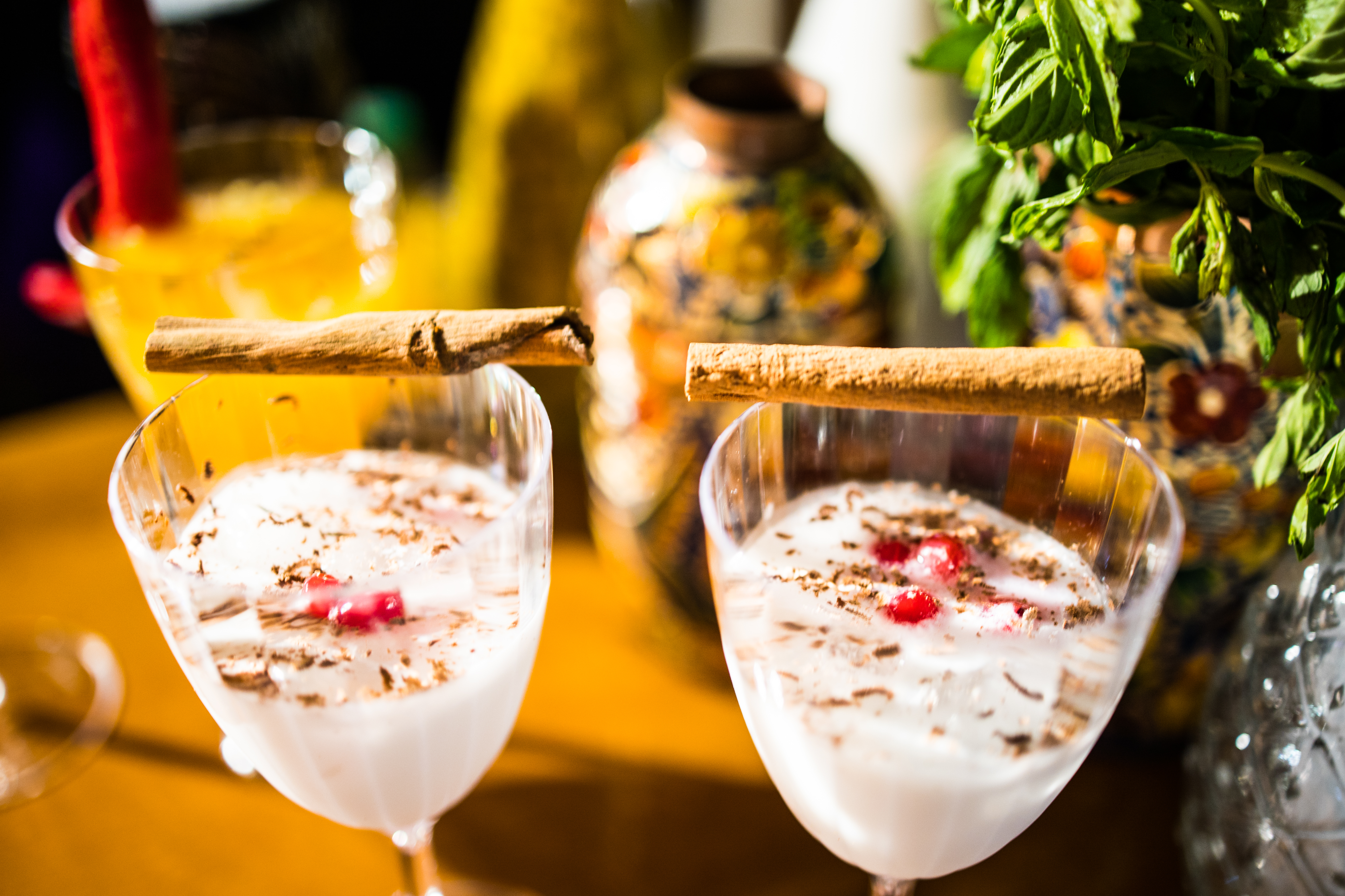 Drinks garnished with cinnamon